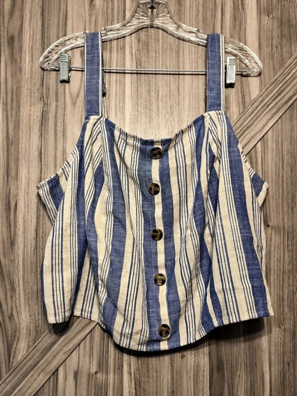 Torrid Striped Crop Top in Blue & Cream Size 3X